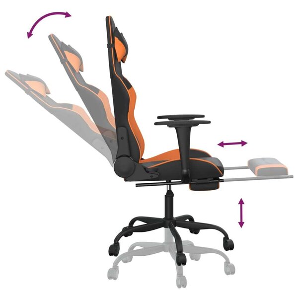 VidaXL Gamer Szék - Masszázs Funkció - Fekete-Narancssárga