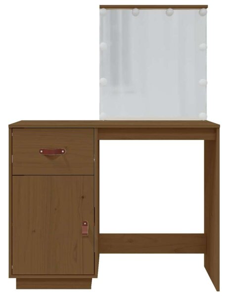 VidaXL Sminkasztal LED-del - Tömör Fenyőfa - 95x50x133,5 cm