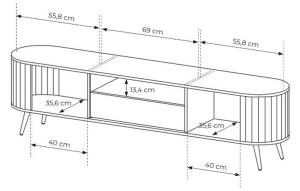 Luvio TV-szekrény 196 cm fiókkal - cremona tölgy