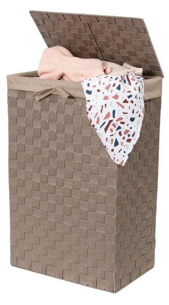 Laundry Basket Linen barna, fedeles szennyeskosár, magasság 60 cm - Compactor