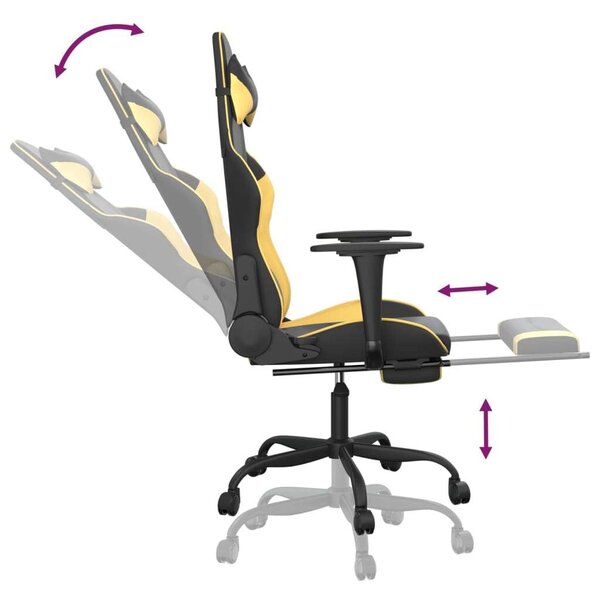 VidaXL Gamer Szék - Masszázs Funkció - Fekete-Arany