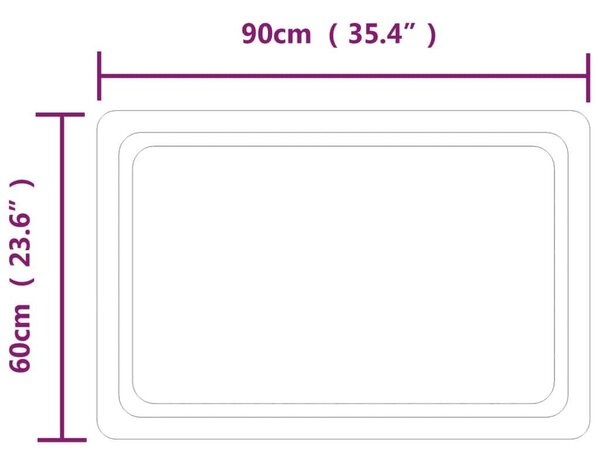 VidaXL LED-es fürdőszobatükör 90x60 cm