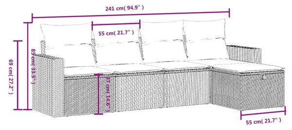 5 részes bézs polyrattan kerti ülőgarnitúra párnákkal