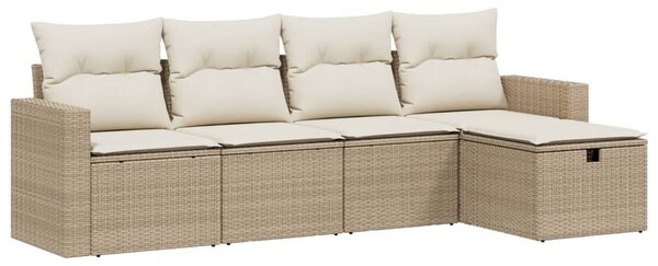 5 részes bézs polyrattan kerti ülőgarnitúra párnákkal