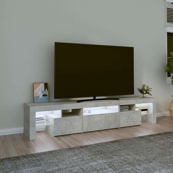 VidaXL LED TV Szekrény - Beton Szürke - 200cm