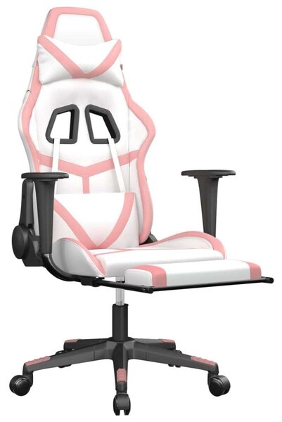 VidaXL Gamer szék - fehér-rózsaszín