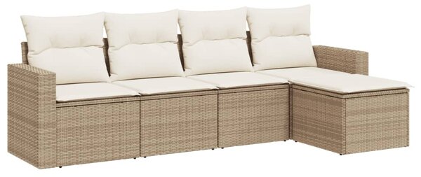 5 részes bézs polyrattan kerti ülőgarnitúra párnákkal