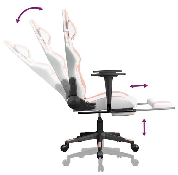 VidaXL Gamer szék - fehér-rózsaszín