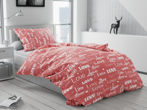 Love piros pamut ágyneműhuzat Ágyneműhuzat mérete: 70 x 90 cm | 140 x 200 cm