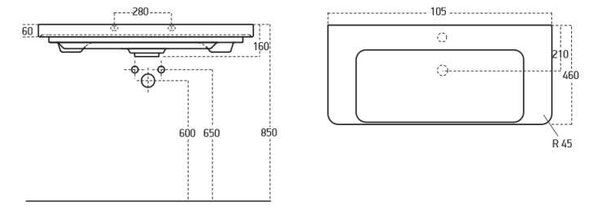 TMP SHARP 105 Fürdőszobabútor Szett - 105 cm, Antracit