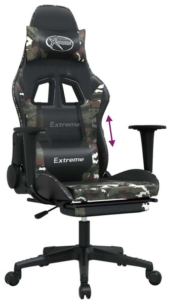 VidaXL Extreme Gamer Szék - Szabályozható Magassággal - Terepszínű/Fekete
