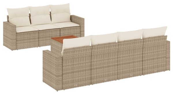 8 részes bézs polyrattan kerti ülőgarnitúra párnával