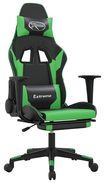 Extreme Gamer Szék - Masszázsfunkció - Fekete-Zöld