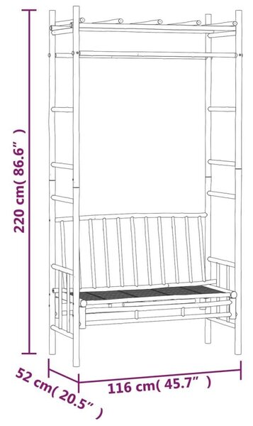 VidaXL Bambusz Kerti Pad Pergolával - 116cm
