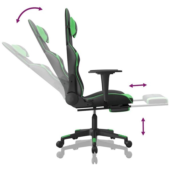 Extreme Gamer Szék - Masszázsfunkció - Fekete-Zöld