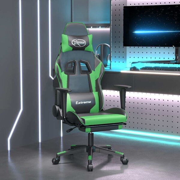 Extreme Gamer Szék - Masszázsfunkció - Fekete-Zöld