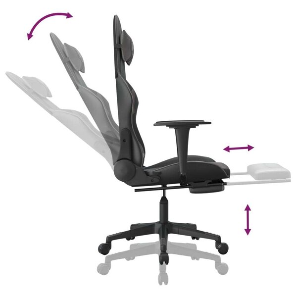 Gamer Szék Masszázsfunkcióval - Fekete-Szürke
