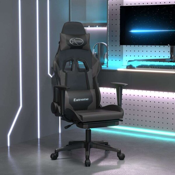 Gamer Szék Masszázsfunkcióval - Fekete-Szürke