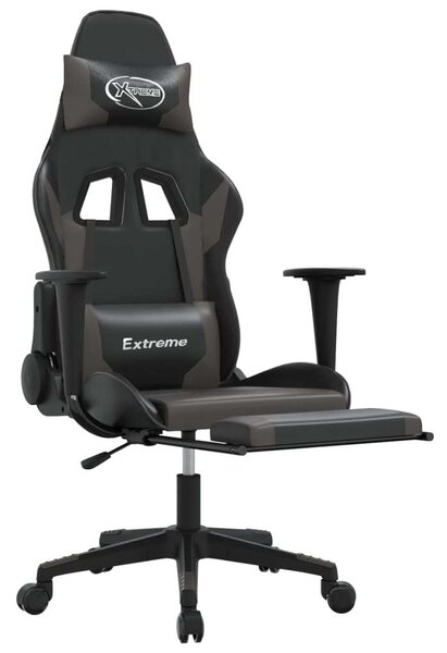 Gamer Szék Masszázsfunkcióval - Fekete-Szürke