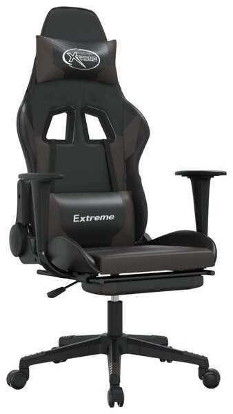 Gamer Szék Masszázsfunkcióval - Fekete-Szürke