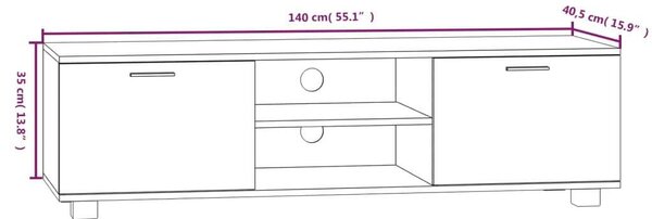 VidaXL TV-szekrény - Füstös Tölgy - 140cm
