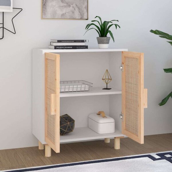 VidaXL Tálalószekrény - Fehér Rattan - 60x30x70 cm