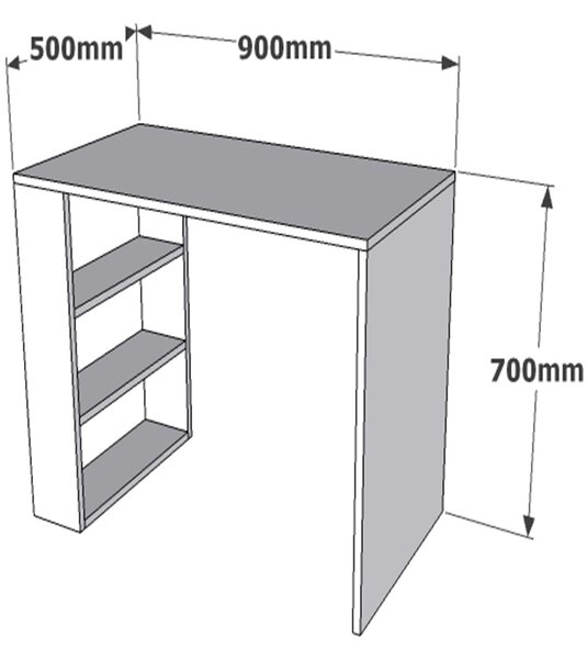 Modern Íróasztal Polccal - 90x70x50 cm