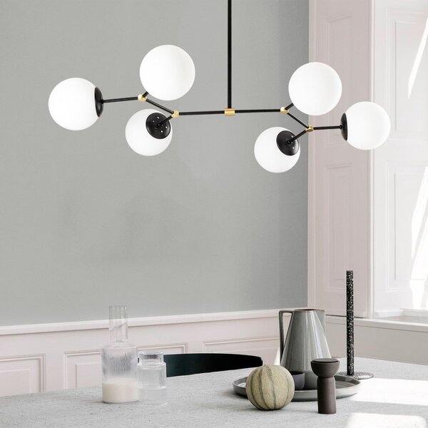 Fekete-fehér függőlámpa üveg búrával Damar – Opviq lights