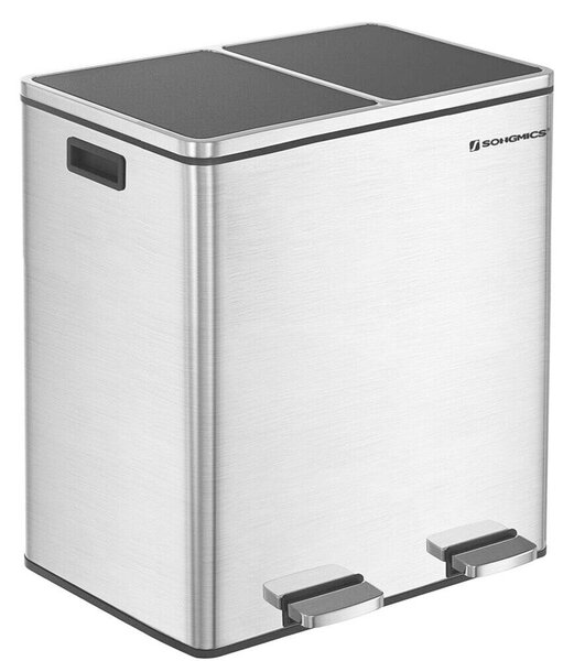 Songmics Szelektív Hulladékgyűjtő - 2x30L Rozsdamentes Acél