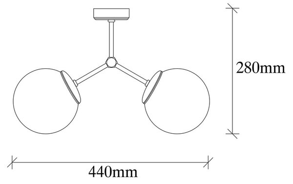 Fekete-fehér mennyezeti lámpa üveg búrával 15x44 cm Damar – Opviq lights
