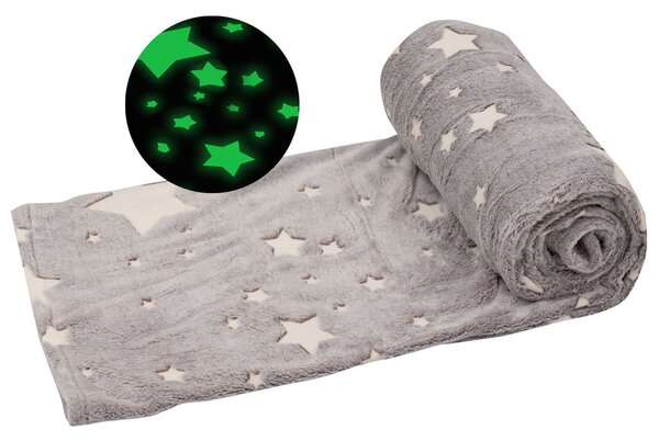 STARS világító mikroflanel takaró 150x200 cm szürke