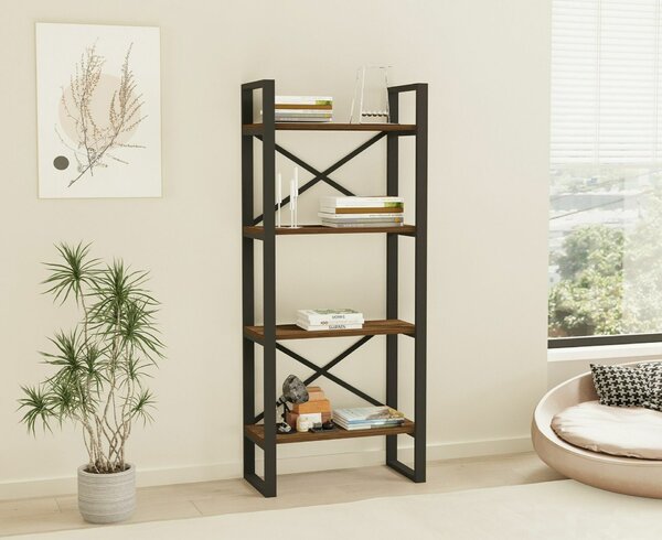 Modern Ipari Könyvespolc - 4 Polcos - 66x150x32 cm