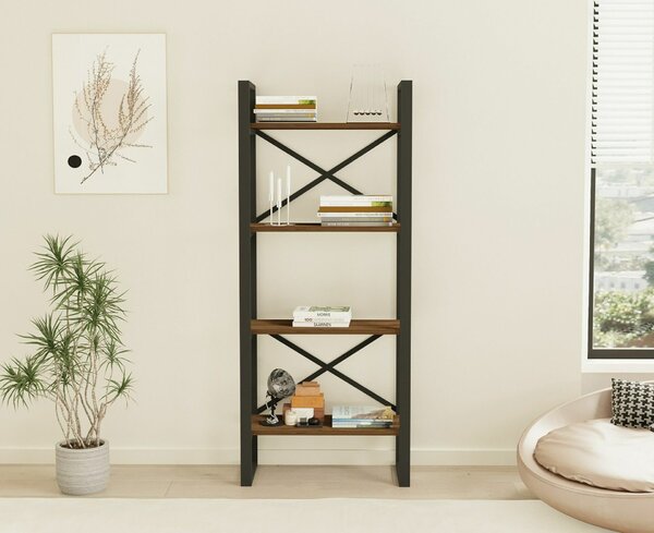 Modern Ipari Könyvespolc - 4 Polcos - 66x150x32 cm