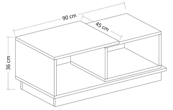 Modern Dohányzóasztal - Antracit Szürke/Tölgyfa - 90x45x36 cm