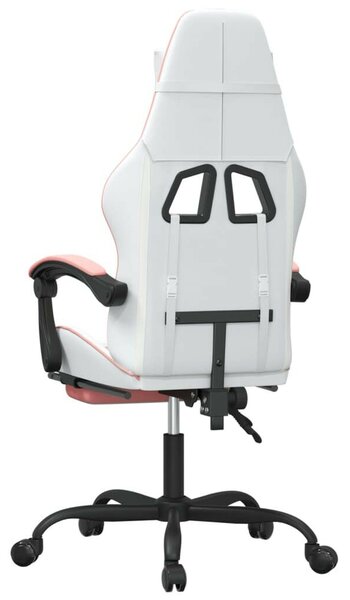 VidaXL fehér és rózsaszín műbőr forgó Gamer szék lábtartóval