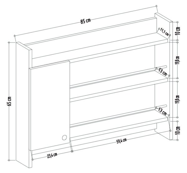 Konyhai polc 85 x 15 x 65 cm