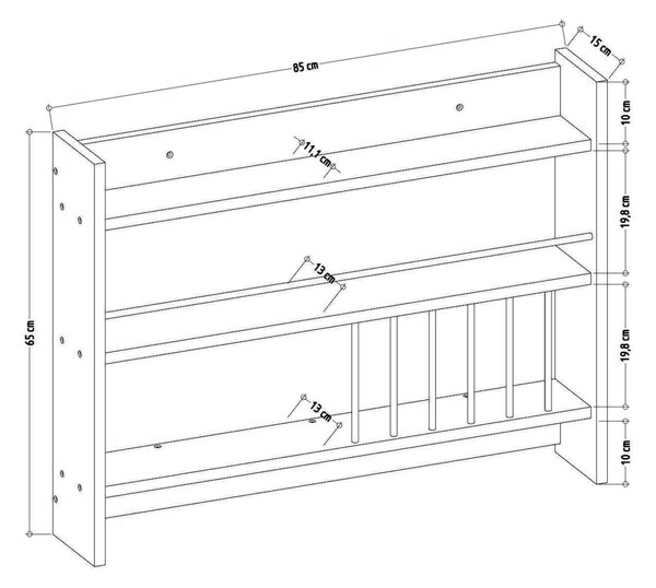 Konyhai polc 85 x 15 x 65 cm