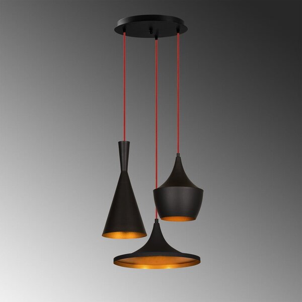 Fekete-rézszínű függőlámpa fém búrával ø 51 cm Elmas – Opviq lights