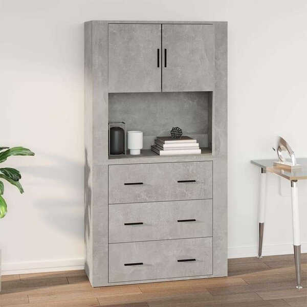VidaXL betonszürke szerelt fa faliszekrény 80 x 313 x 80 cm