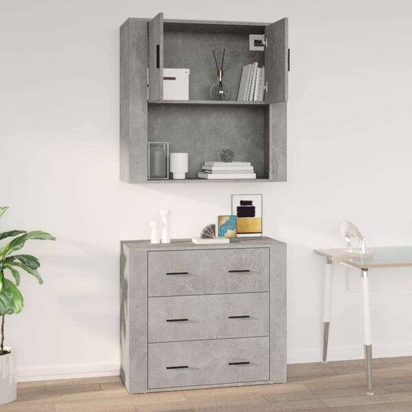 VidaXL betonszürke szerelt fa faliszekrény 80 x 313 x 80 cm
