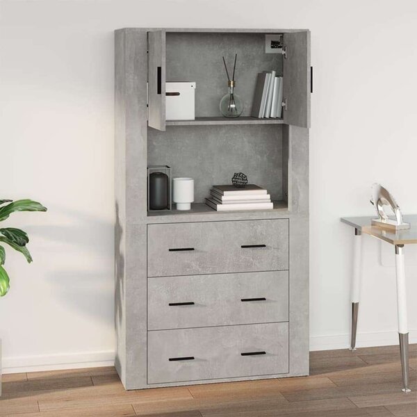 VidaXL betonszürke szerelt fa faliszekrény 80 x 313 x 80 cm