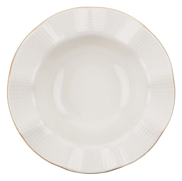 Elegáns Porcelán Étkészlet - Krém-Arany - 24 darab