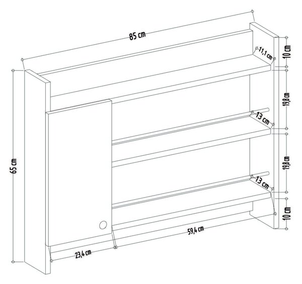 Konyhai polc 85 x 15 x 65 cm