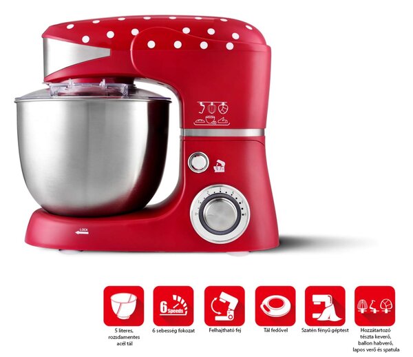 Kalorik TKGM13014 1000 W, 5 l piros-inox konyhai robotgép