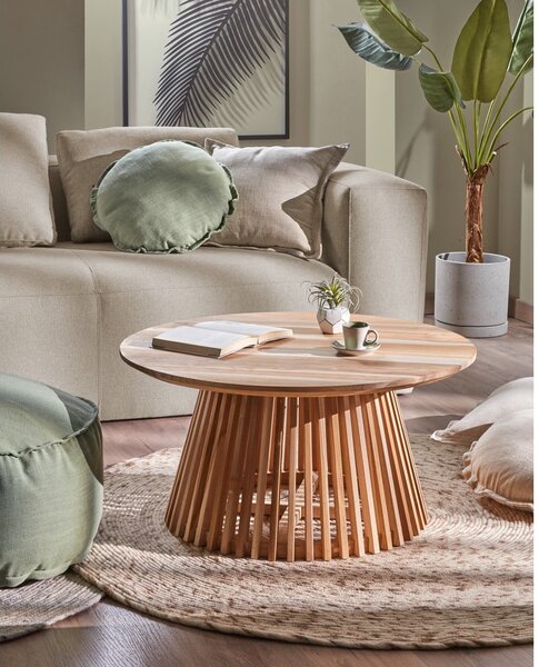 Irune teakfa dohányzóasztal, ⌀ 80 cm - Kave Home