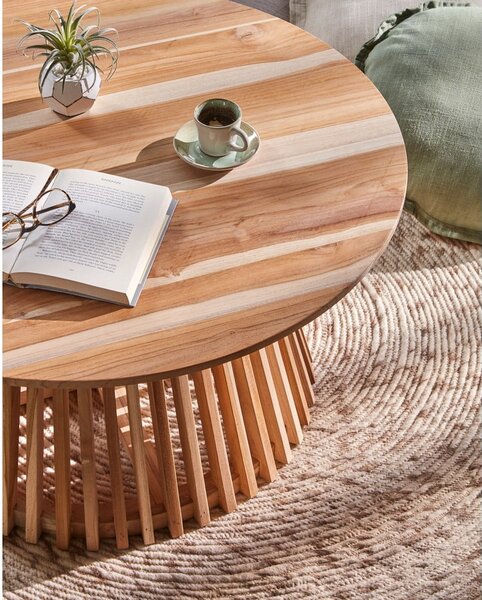 Irune teakfa dohányzóasztal, ⌀ 80 cm - Kave Home