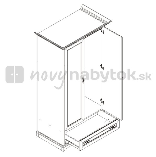 Ruhásszekrény Kendal ESZF 2D1S (Gesztenye)