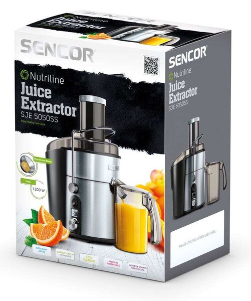 Sencor SJE5050SS 1200 W, 5 sebesség ezüst-fekete gyümölcscentrifuga