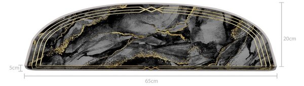 Sötétszürke lépcsőszőnyeg szett 16 db-os 20x65 cm Marble Dream – Vitaus