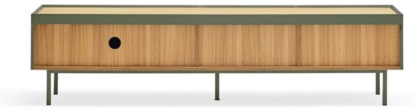 Zöld-natúr színű TV-állvány tölgyfa dekorral 180x45 cm Arista – Teulat